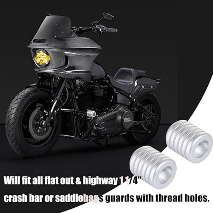 Advanblack Motorcycle Frame Sliders Machined CNC Alumium Crash Bar Slider Fit All Flat Out & Highway 1 1/4" Crash Bar Saddlebags Guards (Silver) - color: Silver