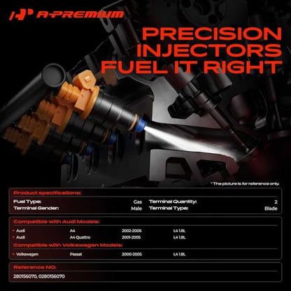 A-Premium Fuel Injectors Compatible with Audi, Volkswagen