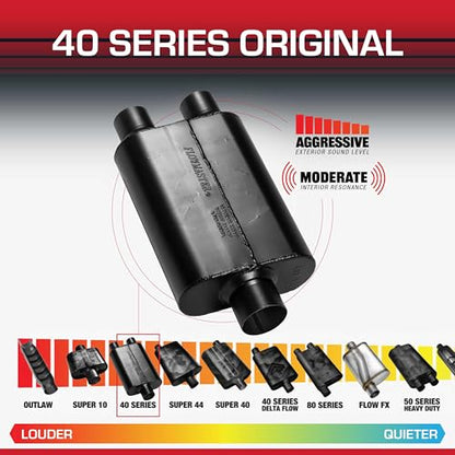 Flowmaster 40 Series Chambered Muffler – 2.50" Center In / 2.50" Offset Out - color: Dual In / Center Out