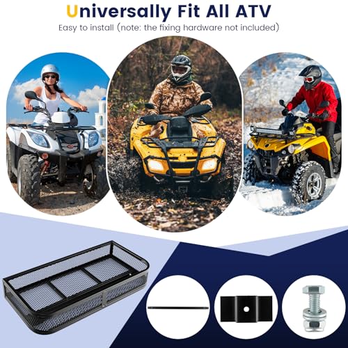IRONMAX ATV Front Cargo Basket, Heavy Duty Steel Luggage Storage Carrier Box w/ 6.5’’ Protective Rail, Easy to Install, ATV/UTV Cargo Rack Accessories, 36.5’’L x 17.5’’W x 6.5’’H - style: ATV Front Cargo Basket