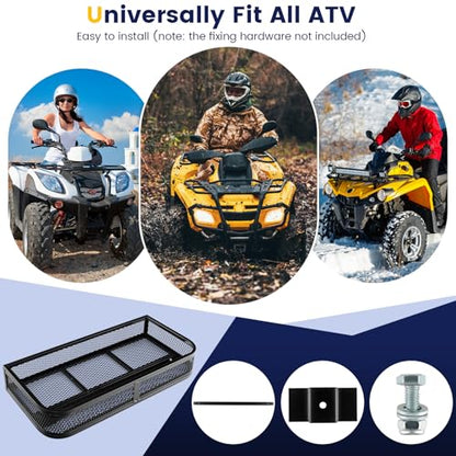 ATV Front Cargo Basket, Universal Cargo Storage Rack with Mesh Design & Steel Construction, ATV Rack Storage Basket Heavy-Duty Detachable Luggage Carrier - size: Front Cargo Carrier