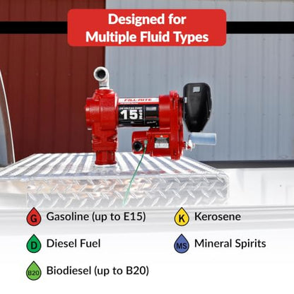 Fill-Rite FR1204H 12 V 15 GPM Fuel Transfer Pump (Pump Only Model) | Gasoline, Diesel, Kerosene, Ethanol Blends, Methanol Blends, & Biodiesel - style: Pump Only