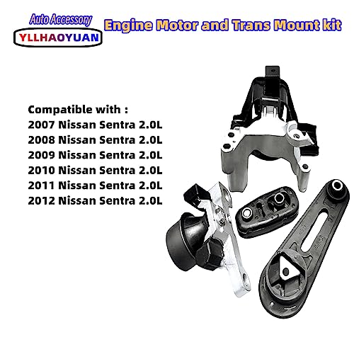 Yllhaoyuan Complete Engine Mount Set of 4 Compatible with - size: 2007-2012 Nissan sentra 2.0L