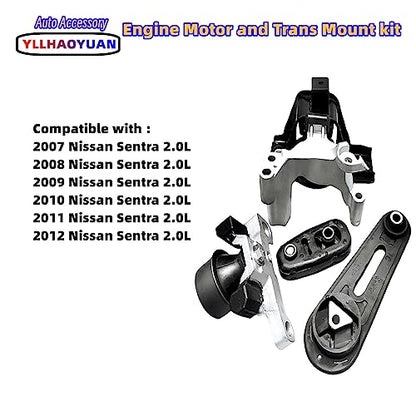 Yllhaoyuan Complete Engine Mount Set of 4 Compatible with - size: 2007-2012 Nissan sentra 2.0L
