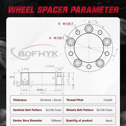 BDFHYK 5x139.7mm Wheel Spacers 2 Inch 5x5.5 Spacers for Dodge Ram 1500 - size: 2 inch 5x5.5", style: Ford
