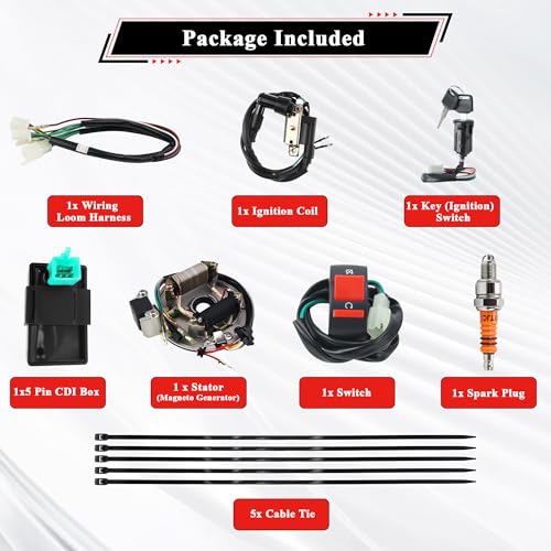 Rebuild Kick Start Dirt Pit Bike Wire Harness Wiring Loom Kit - color: Orange A7TC Spark Plug