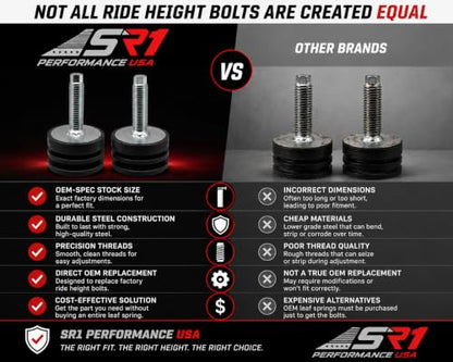 C5 C6 C7 Corvette Ride Height Adjusting Bolts - Stock Size Replacement Leaf Spring Height Adjustment Bolts, Front or Rear Suspension, Direct Fit for 1997-2019 Chevrolet Corvette (Set of 2) - size: Set of 2 Bolts