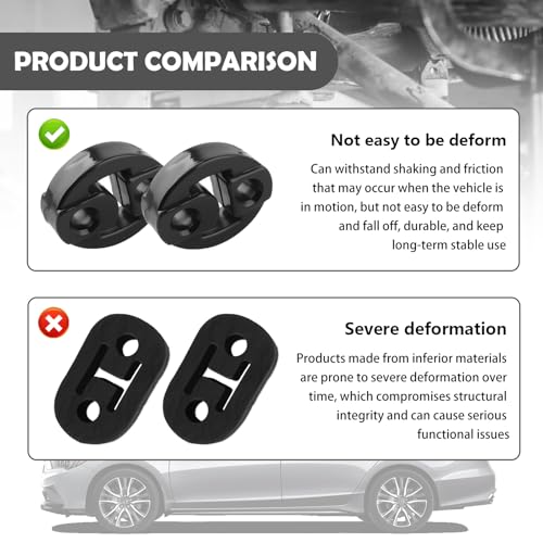 2PCS New Rubber Exhaust Hangers,Heavy Duty Rubber Muffler Hanger with 2 Holes 0.47 Inch,Universal Exhaust Hanger Rubbers Car Accessories for Vibration & Noise Reduction