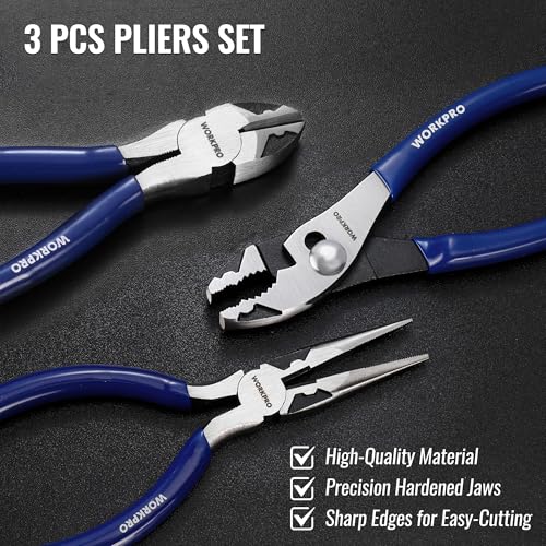 WORKPRO Pliers Set, 3-Piece Professional Pliers Tool Kit