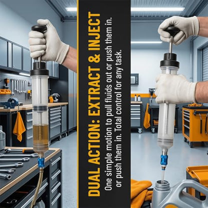 500cc Car Fluid Extractor with 39.3" Long Hose, Manual Vehicle Brake Fluid Pump with Extension Tubes, Portable Automotive Oil Change Extractor Syringe, Universal for SUV Van Truck