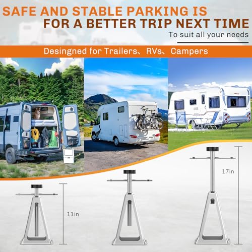 WELLUCK RV Stabilizers Jacks 4 Pack,Screw Jack Stands for RV Camper Travel Trailer Leveling,Aluminum,Single Support Up to 6000 Lbs, Adjustable from 11" to 17"