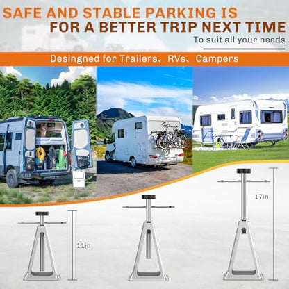 WELLUCK RV Stabilizers Jacks 4 Pack,Screw Jack Stands for RV Camper Travel Trailer Leveling,Aluminum,Single Support Up to 6000 Lbs, Adjustable from 11" to 17"