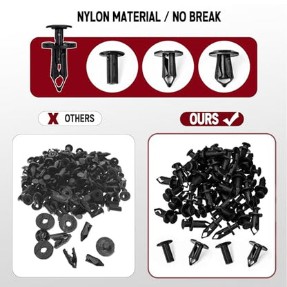 200Pcs Polaris Push Pins, UTV ATV Nylon Fender Clips Body Rivets with Tool