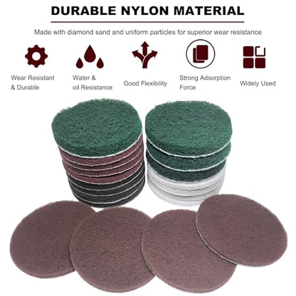 20 PCS 4 Inch 120-2000 Grit Hoop and Loop Scrubber Scouring Pads Drill Scuffing Disc Flocking Scuff Pads, Conditioning Discs Polishing Pads for Furniture Automotive Cleaning, Rust Removal - style: MIX Grit