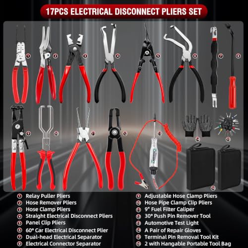 17PC Electrical Disconnect Pliers & Terminal Removal Kit for Cars - size: 17Pcs