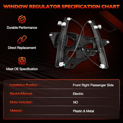 749-543 Front Right Passenger Side Window Regulator with Panel w/o Motor - size: 749-543