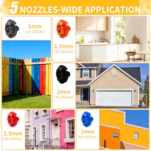 HVLP Electric Spray Paint Gun with 5 Nozzles (1mm-3mm) & 360° Adjustable Spray Angle - Paint Sprayer for Furniture, Cabinets, Fences, Walls, Ceilings - Indoor & Outdoor Use (Dark Black) - color: CX69-Dark Black