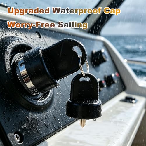 Boat Ignition Switch with Keys 4-Position 12V-24V Waterproof Universal - color: 4-terminal