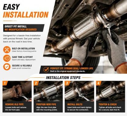 52577 Flex Exhaust Pipe for 2009-2010 Kia Rondo & Kia Optima 2.4L FP04 - size: Rondo / Optima
