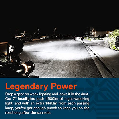 TRUE MODS 7 Inch LED Headlight Kit 4.5 Inch Passing Lights Harley Davidson - color: Black, size: Headlight + Bracket + Passing Lights