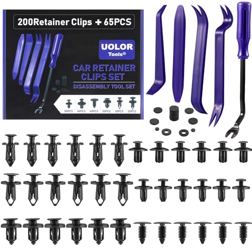 Uolor 265PCS Car Bumper Retainer Clips Plastic Rivets Auto Fasteners Push Retainer Kit Most Popular Sizes Auto Push Pin Rivets Set -Door Trim Panel Fender Clips for GM Ford Toyota Honda Chrysler