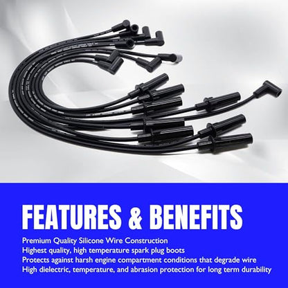 7876 Ignition Spark Plug Wires Set of 9 Compatible with Dodge - style: 7876