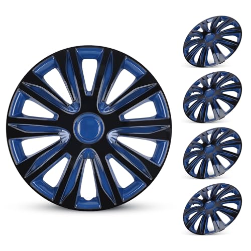 15 Inch Universal Hubcaps, Set of 4 R15 ABS Wheel Rim Covers - color: 5083-Black & Blue-15