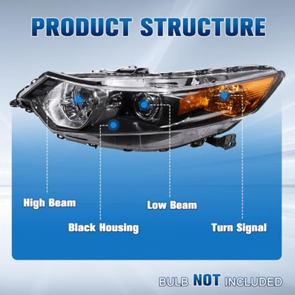 Headlights Compatible with 2009-2014 Acura TSX Sedan