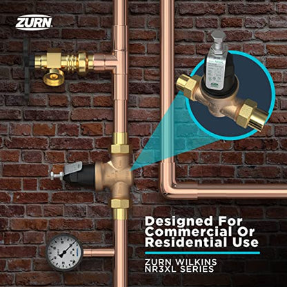 Zurn Wilkins 1-NR3XLDUC 1" NR3XL Pressure Reducing Valve with Double Union FNPT Copper Sweat Connection - size: 1 Inch