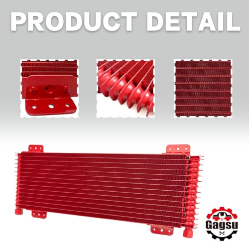 Low Pressure Drop Transmission Oil Cooler LPD47391 4739 40,000 GVW with Mounting Hardware (Red) - color: red