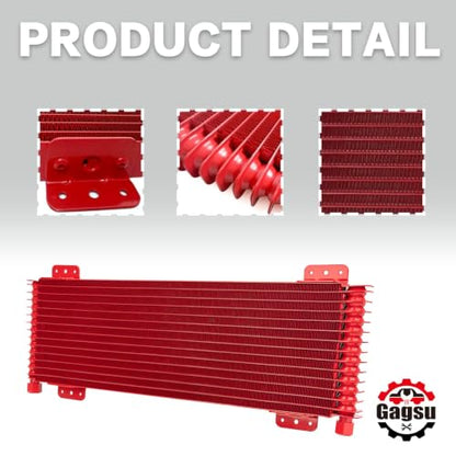 Low Pressure Drop Transmission Oil Cooler LPD47391 4739 40,000 GVW with Mounting Hardware (Red) - color: red