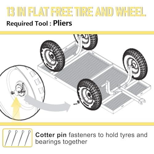 13" Flat Free Wheels for Gorilla Carts, 4.00-6 Solid Tires with 5/8" Bearings & 2.17" Offset Hub, Replacement for Garden Carts, Hand Truck, Yard Trailer, 2 Pack | Vypart
