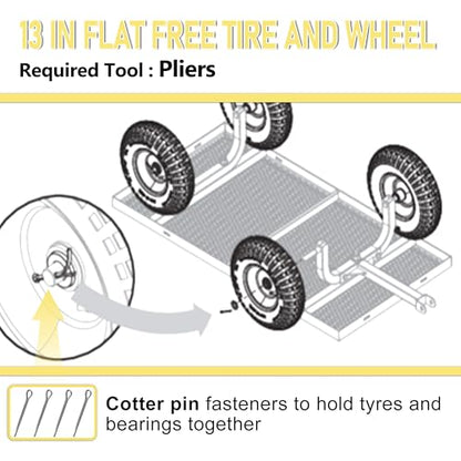 13" Flat Free Wheels for Gorilla Carts, 4.00-6 Solid Tires with 5/8" Bearings & 2.17" Offset Hub, Replacement for Garden Carts, Hand Truck, Yard Trailer, 2 Pack | Vypart