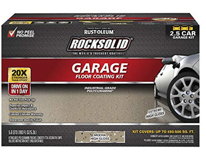 RockSolid Garage Floor Coating Kit, Mocha, 2.5 Car Kit - color: Mocha, size: 2.5 Car