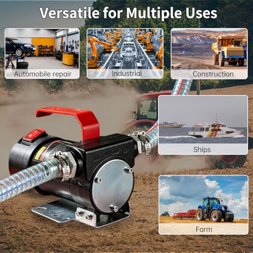 Diesel Transfer Pump, 12 Volt Fuel Transfer Pump with Nozzle Hoses for Transferring Diesel, Kerosene, Machine Oil, Self Priming DC Fuel Pump Kit - style: 12V 13GPM-Diesel
