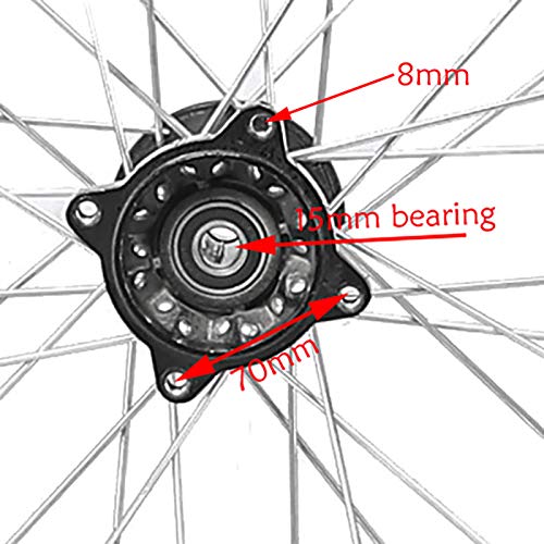 70/100-17 Wheel Tire and Rim With 15mm Bearing & Brake Disc Rotor & Hydraulic Disc Brake Caliper Master Cylinder & Rim Axle & Fork Shocker and Triple Clamp Handlebar Riser Set for Dirt Pit Trail