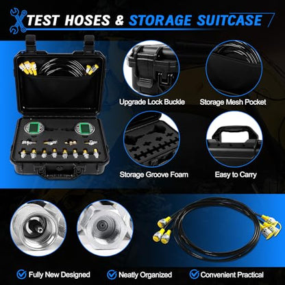 Digital Pressure Gauge Kit with 2 80MPA/12000PSI Pressure Gauges 3 Test Hoses and 12 Couplings Hydraulic Gas Water Pressure Test Kit with Backlight, 1 Year Warranty - color: 80
