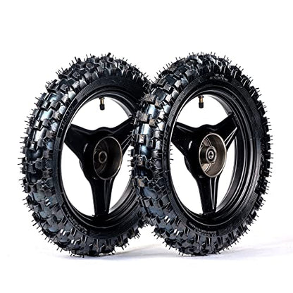 Front and Rear Rim Wheel PW50 Pair of Rim Tire Dirt Bikes ATV Motocross Brake Wheel Assembly Replacement for Yamaha (Black)
