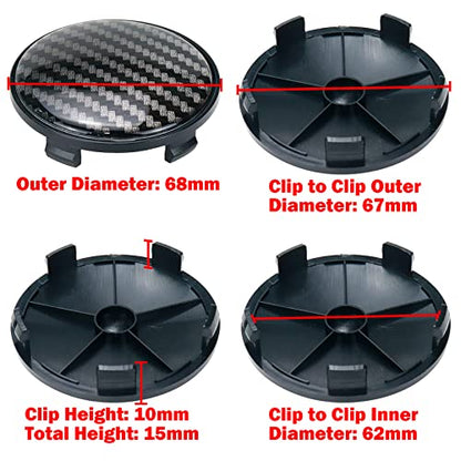 Modengzhe 4PCS Wheel Center Caps, 68mm Wheel Rim Hub Center Covers - color: Black, size: Outer 68 mm, Inner 67 mm