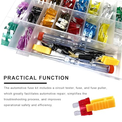 306 PCS Car Fuses Assortment Kit, Standard & Mini & Low Profile Mini Fuses (2A 5A 7.5A 10A 15A 20A 25A 30A 35A), Mixed Vehicle Blade Fuse with Circuit Tester & Fuse Puller
