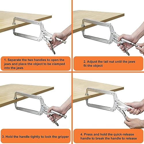 2 Pack 18 Inch C Clamp Locking Pliers,Locking C Clamp, Adjustable Nickel Plated C Pliers For Wood Working, Welding, Electrician Maintenance and more, by GENHAKON - size: 2 Pack 18 Inch