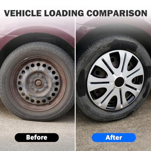 15inch Wheel Guards – (4 Pack) Hubcaps for Car Wheel Covers - color: 5082-Silver & Black-15