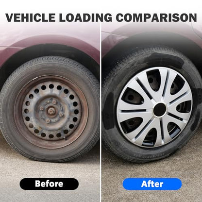 15inch Wheel Guards – (4 Pack) Hubcaps for Car Wheel Covers - color: 5082-Silver & Black-15