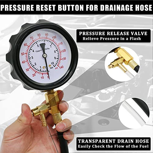 0-140 PSI Automotive Fuel Pressure Tester Kit for Gasoline Engines