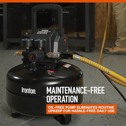 Ironton Air Compressor, 3-Gallon, 0.3 HP, 110 PSI, Oil-Free