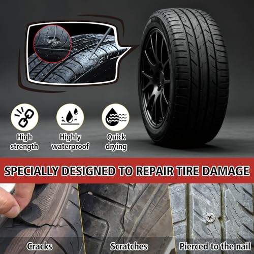 Tire Repair Glue Kit, 2-Pack 10 ml Rubber Cement with 8 Nails