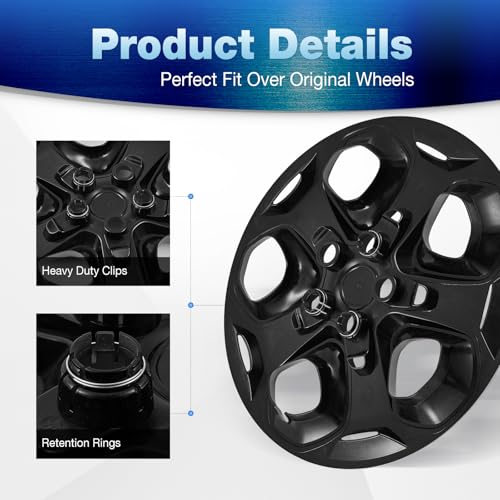 17" Hubcaps Wheel Covers for 2010-2012 Ford Fusion, 17 inch Sliver - color: Silver
