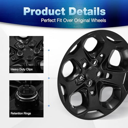 17" Hubcaps Wheel Covers for 2010-2012 Ford Fusion, 17 inch Sliver - color: Silver