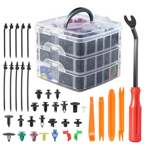 DNA Motoring 680pcs Car Push Retainer Clips, Plastic Bumper Clip Fender Clip, Door Trim Panel Clips, Bumper Fender Rivets Fasteners Push Retainer Kit for Ford, GM, Chrysler, Toyota, TOOLS-00731 - style: 680pcs