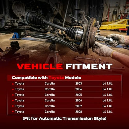 Betthand Front CV Axle Set Fit for 2003-2008 Toyota Corolla 665218 665220 - size: 665218+665220